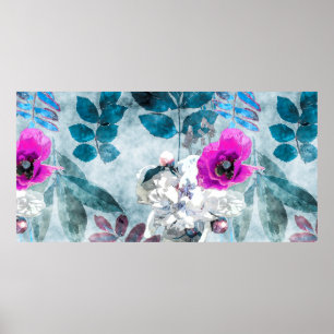 kunst Vintage Aquarellfarben flornahtlos pa Poster