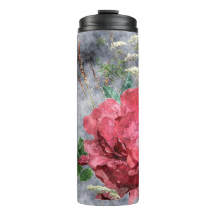 kunst Vintage Aquarellfarben flornahtlos pa Thermosbecher