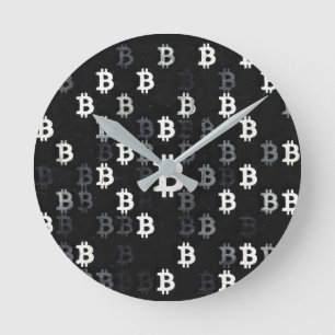 Kunst von Bitcoin (BW #9) Ölgemälde Runde Wanduhr