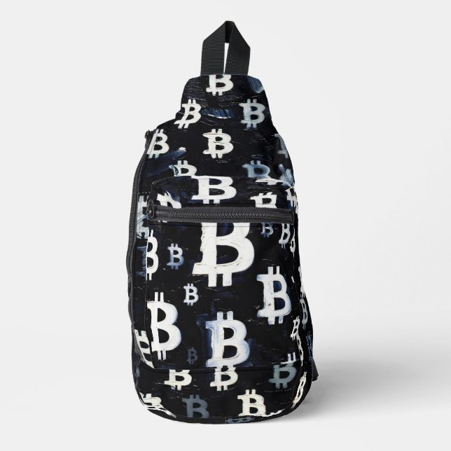 Kunst von Bitcoin (BW-A) Ölgemälde Crossbody Bag (Vorderseite)