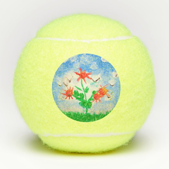 Kunst von Kindern von Blume Tennisbälle (Vorderseite)