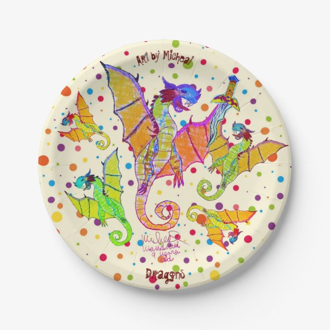 Kunst von Micheal Dragons Paper Plate Pappteller (Vorderseite)