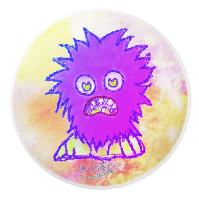 Kunst von Micheal Lila Jeek Keramik Pull Keramikknauf (Vorderseite)