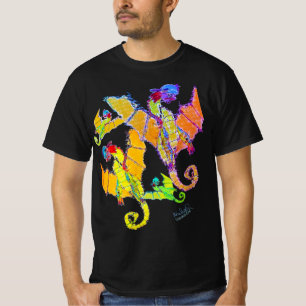 Kunst von Micheal Raglan Dragon Shirt schwarz