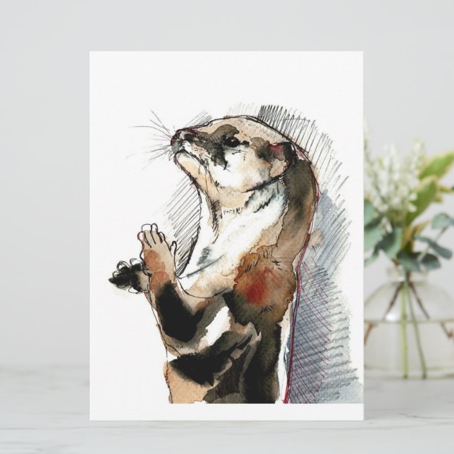 Kunst Zeichne Otter | Niedliche Geschenke (Stehend Vorderseite)