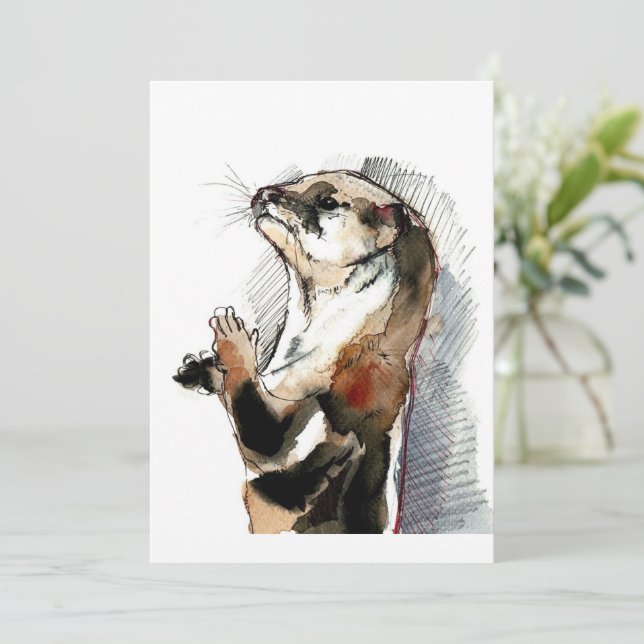 Kunst Zeichne Otter| Niedliche Sondergeschenke Feiertagskarte (Stehend Vorderseite)