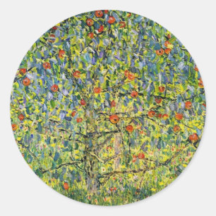 Kunstaufkleber Gustav Klimt malen den Apfelbaum Runder Aufkleber