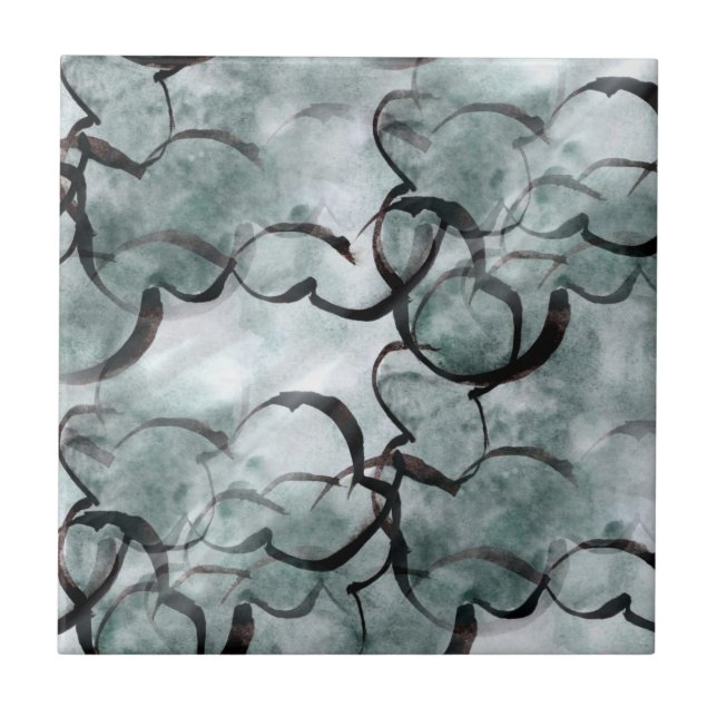 Kunstavantgarde grau, schwarze Handfarbe Fliese (Vorderseite)