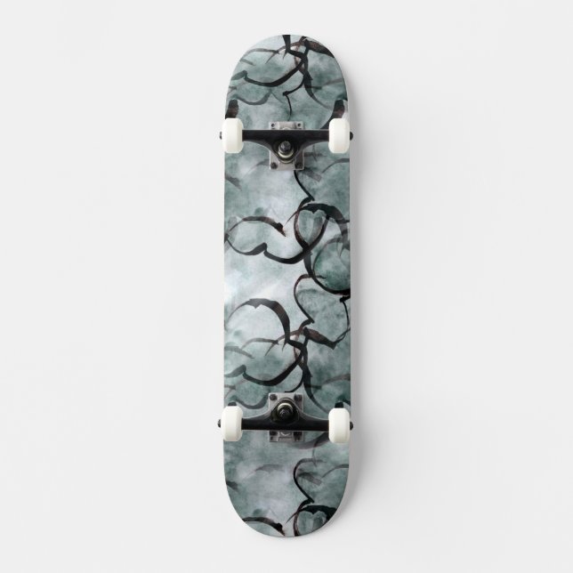 Kunstavantgarde grau, schwarze Handfarbe Skateboard (Vorderseite)