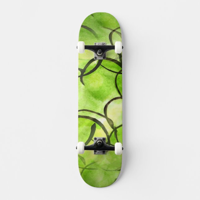 Kunstavantgardehandfarben-Hintergrundgrün Skateboard (Vorderseite)