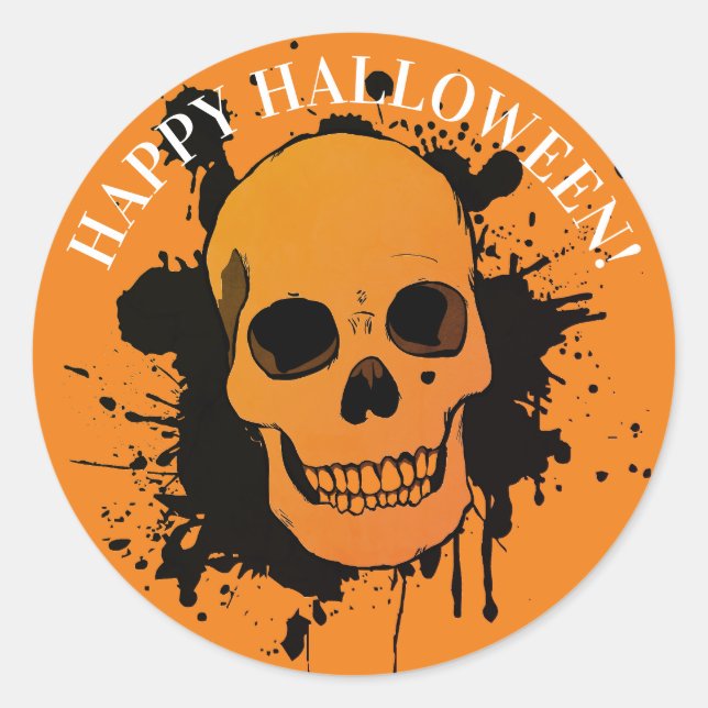 KUNSTBAR GLÜCKLICH HALLOWEEN STICKER SKULL (Vorderseite)