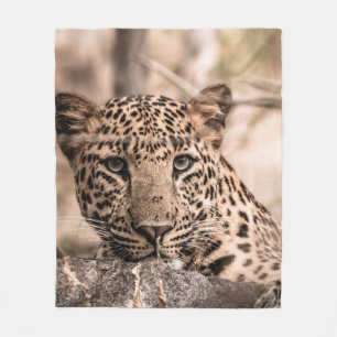 Kunstbild männlicher Leoparden oder Pantherportrai Fleecedecke