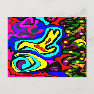 Kunstbild mit viel Farbe hell und lebhaft Postkarte