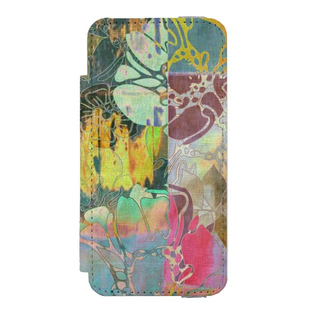 KunstblumenSchmutzmuster Incipio iPhone Geldbeutel-Hülle (Folio Vorderseite)