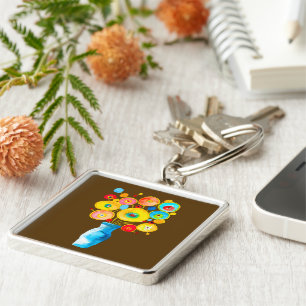 Kunstdarstellung von Funky Blume Schlüsselanhänger