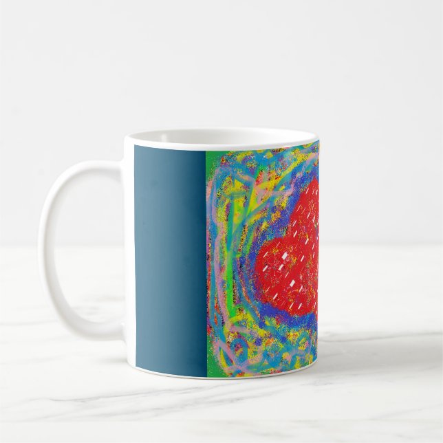 Kunstdekoration gemusterte gemischte Grüntöne und  Kaffeetasse (Links)