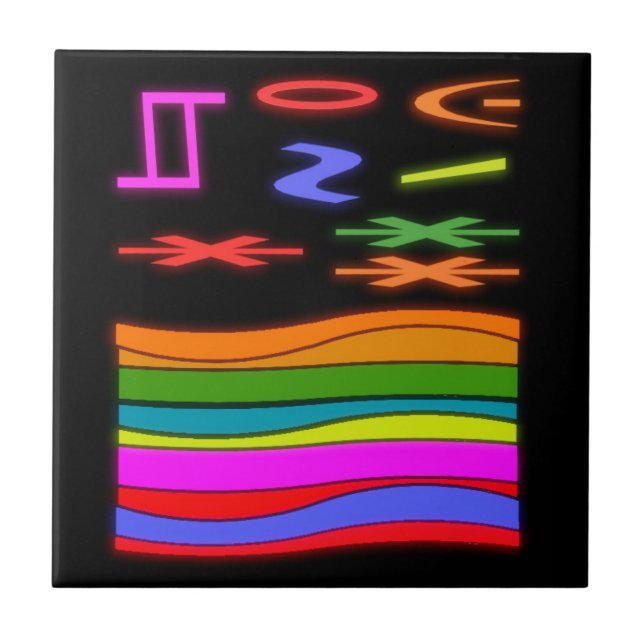 Kunstdesign gemustert mit schwarzem Hintergrund Fliese (Vorderseite)