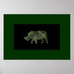 Kunstdrucke der grünen Silhouette Rhinocero Poster