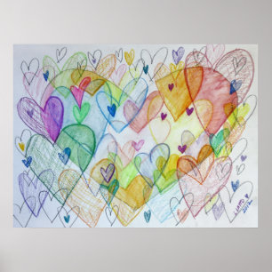 Kunstdrucke von Community Hearts Colour Painting P Poster