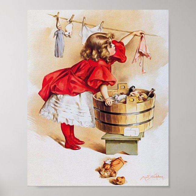 Kunstdruckerei von Maud Humphrey A Busy Day Poster (Vorne)