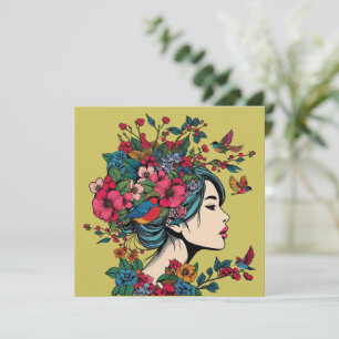 Kunstdruckkarte Frauen mit roten Bergen