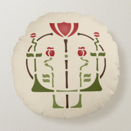 Künste u. Handwerks-Mohnblumen-Schablone Rundes Kissen