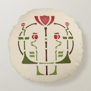 Künste u. Handwerks-Mohnblumen-Schablone Rundes Kissen