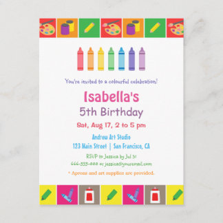 Künste und Handwerks-Themed Kindergeburtstag-Party Einladung