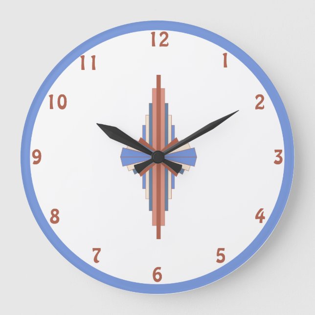 Kunstelemente aus Deko in Rose, Gold und Blau Große Wanduhr (Vorderseite)