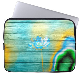 Kunstfarbe Acryl-Blumenmalerei auf Holz Laptopschutzhülle