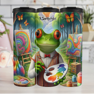 Kunstfrosch in einer whimsikischen Landschaft Thermosbecher