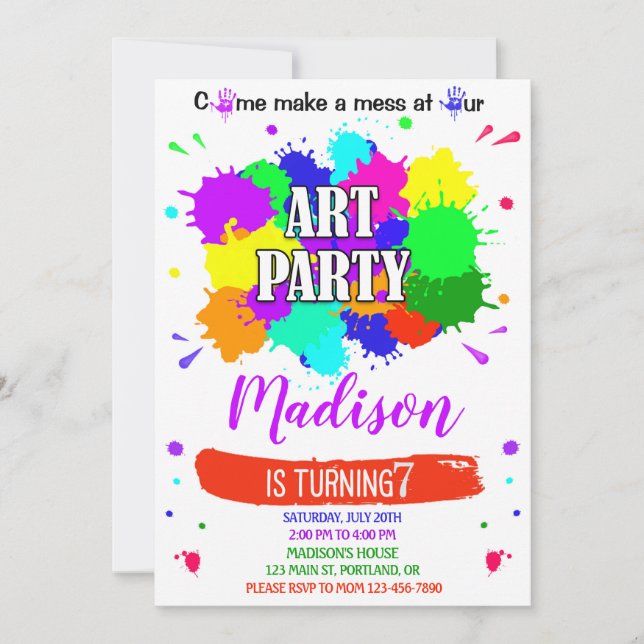 Kunstgeburtseinladung Künstlerische Malplotterie Einladung (Vorderseite)