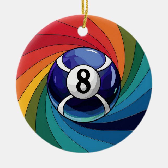 Kunstgefestigte Glaskunst, 8-polige Glaskugel Keramik Ornament (Vorne)