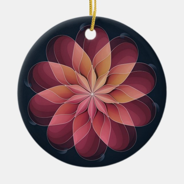 Kunstgefestigte Glaskunst, Abstrakte Blume Keramik Ornament (Vorne)