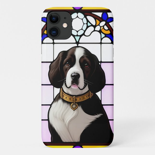 Kunstgefestigte Glaskunst mit einem Hundportrait Case-Mate iPhone Hülle (Rückseite)