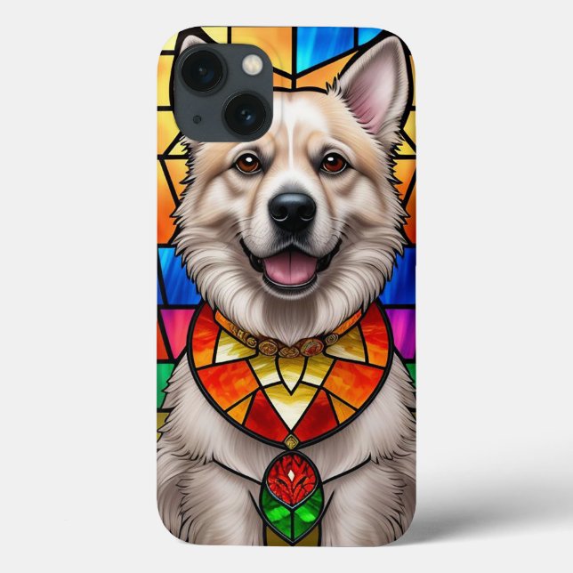 Kunstgefestigte Glaskunst mit einem Hundportrait Case-Mate iPhone Hülle (Rückseite)