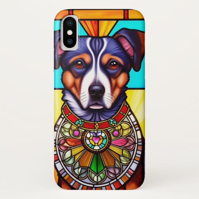 Kunstgefestigte Glaskunst mit einem Hundportrait Case-Mate iPhone Hülle (Rückseite)