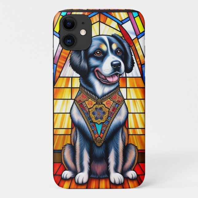 Kunstgefestigte Glaskunst mit einem Hundportrait Case-Mate iPhone Hülle (Rückseite)