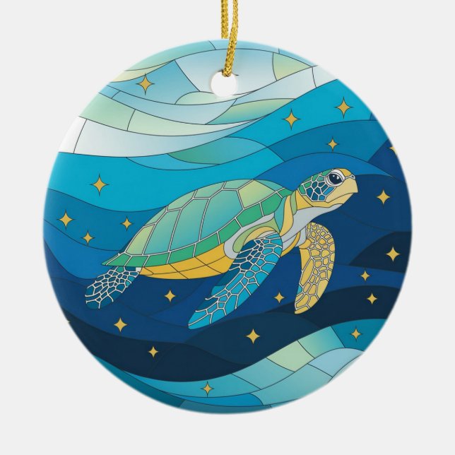 Kunstgefestigte Glaskunst, verkettete Glasmeerschi Keramik Ornament (Vorne)