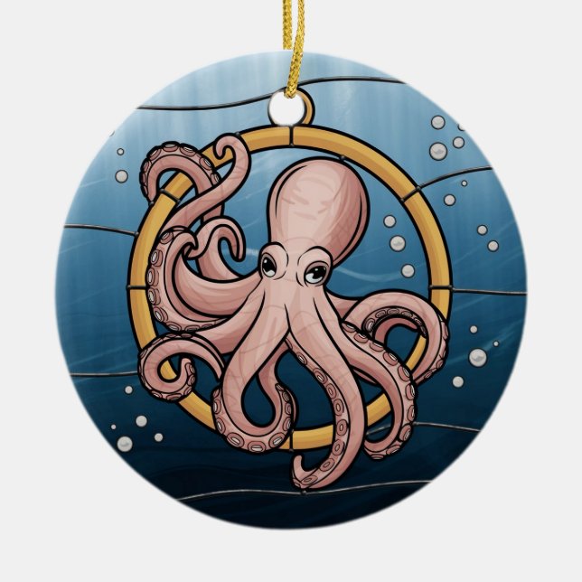 Kunstgefestigte Glaskunst, verketteter Glasoktopus Keramik Ornament (Vorne)
