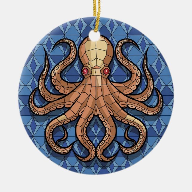 Kunstgefestigte Glaskunst, verketteter Glasoktopus Keramik Ornament (Vorne)