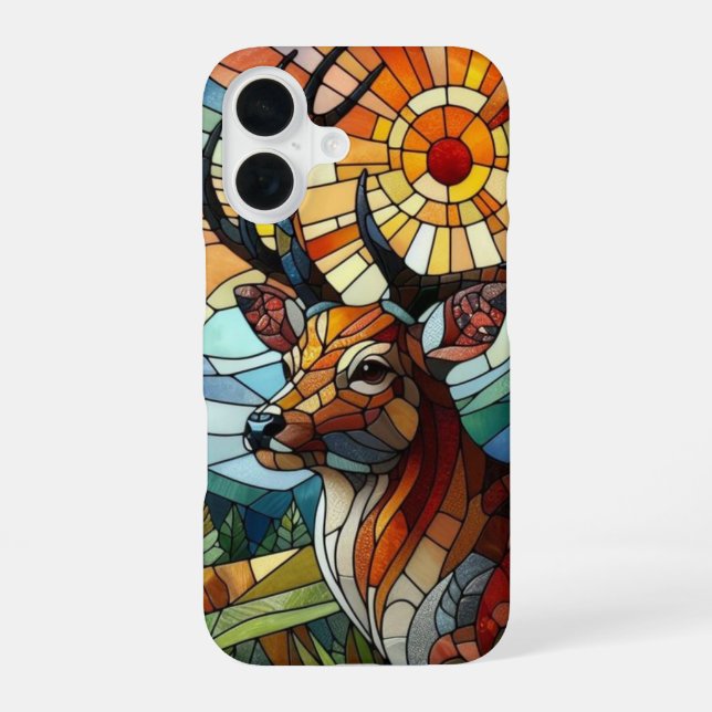 Kunstgefestigte Glaskunst, verklebter Glass Stil H iPhone 16 Hülle (Rückseite)
