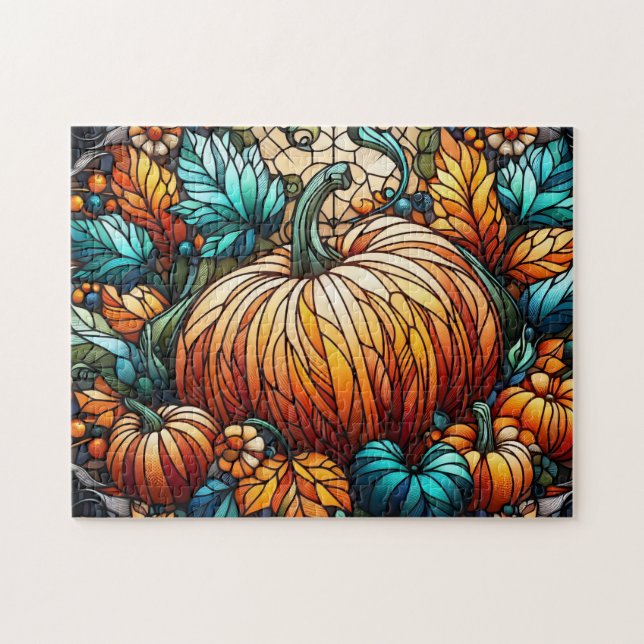 Kunstgefestigte Glass Pumpkin Puzzle (Horizontal)