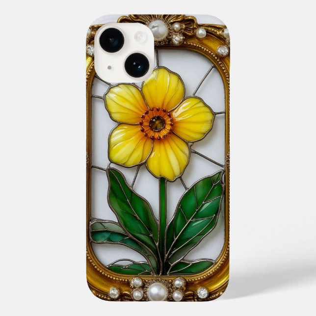 Kunstgefestigtes Glas mit lebendiger Blume Case-Mate iPhone Hülle (Rückseite)