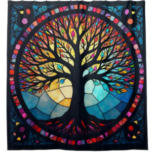 Kunstgeflecht aus Glas, Baum aus dem Leben Duschvorhang