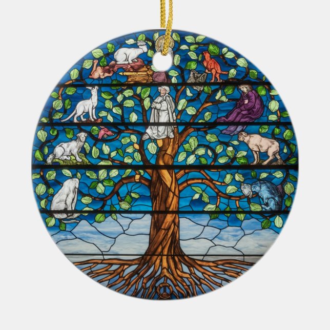 Kunstgeflecht aus Glas, Baum aus dem Leben Keramik Ornament (Vorne)