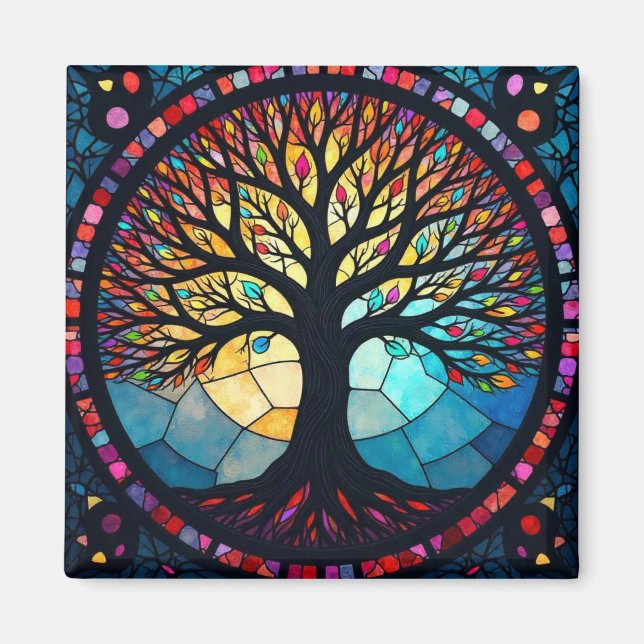 Kunstgeflecht aus Glas, Baum aus dem Leben Magnet (Vorne)