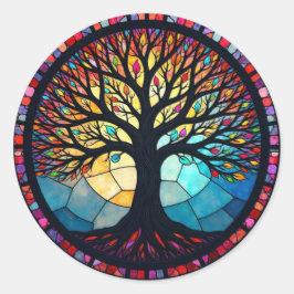 Kunstgeflecht aus Glas, Baum aus dem Leben Runder Aufkleber