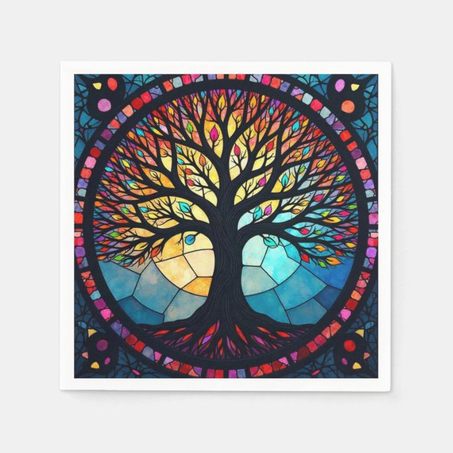 Kunstgeflecht aus Glas, Baum aus dem Leben Serviette (Vorderseite)