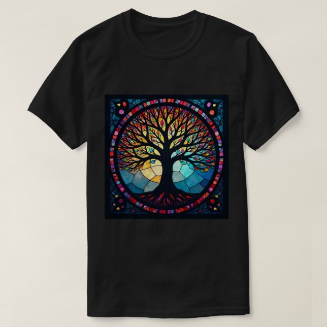 Kunstgeflecht aus Glas, Baum aus dem Leben T-Shirt (Design vorne)